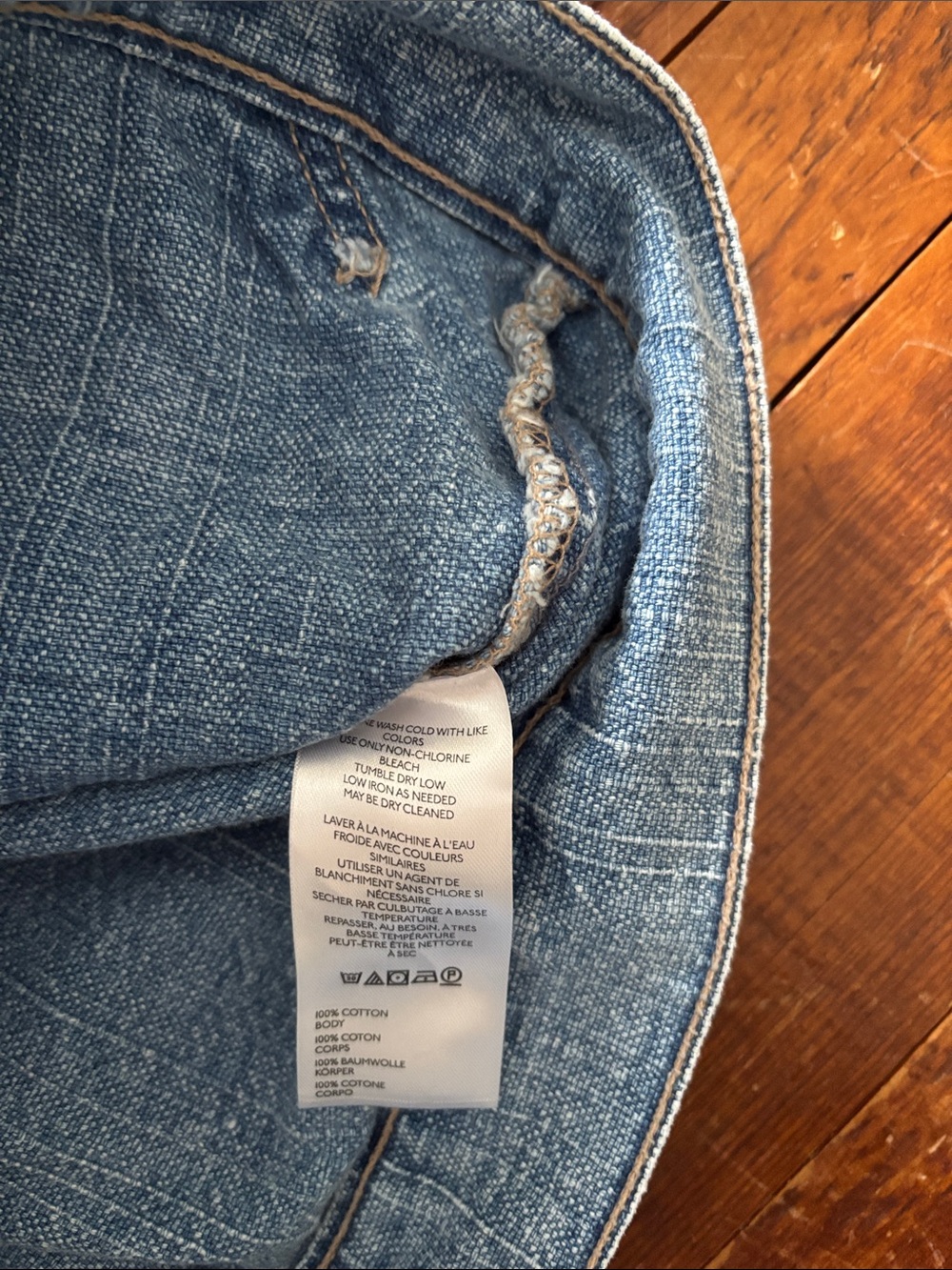 We The Free light wash denim zip hoodie Pullover. Size XS. - Picture 7 of 9